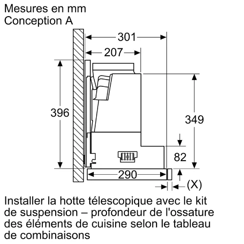 CADRE D'ABAISSEMENT POUR HOTTE BOSCH DSZ4660