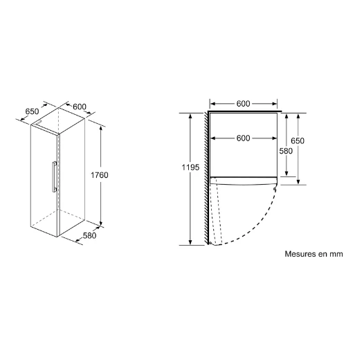 Réfrigérateur 1 Porte pose libre BOSCH KSV33VWEP