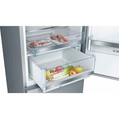 Série 6, Réfrigérateur combiné pose-libre, 201 x 60 cm, Inox anti trace de doigts BOSCH KGE398IBP