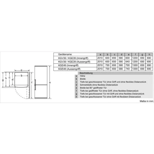 Série 6, Réfrigérateur combiné pose-libre, 201 x 60 cm, Inox anti trace de doigts BOSCH KGE398IBP