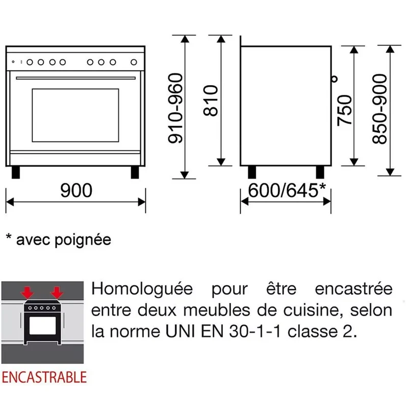 Cuisinière e-Cooker 90 x 60 CM GLEM GE960CVIX2