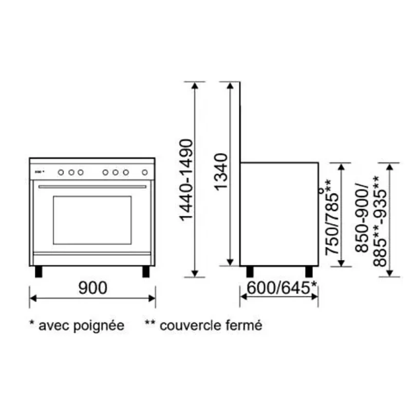 Cuisinière Alpha 90 x 60 CM GLEM GA960MIX2