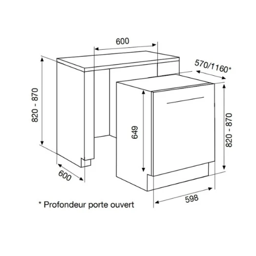 Lave-vaisselle 60 cm Tout intégrable Tranche blanche Airlux ADI422